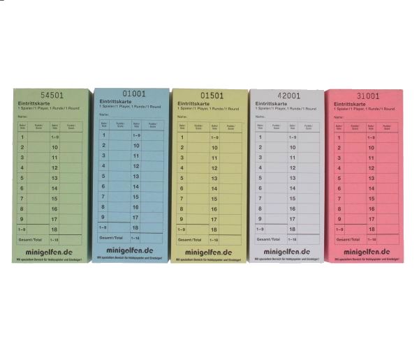 Billet d'entrée minigolf [Ticket - Carte de score - Carte de jeu - Carte d'écriture]